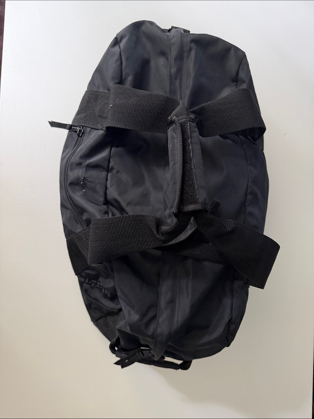 LL BEAN Black Nylon Duffle Bag with Dual Carry Straps